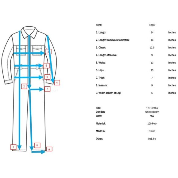 Disney Winnie the Pooh Tigger Costume Baby Unisex 12 Months Boys Girls Halloween - Picture 9 of 9